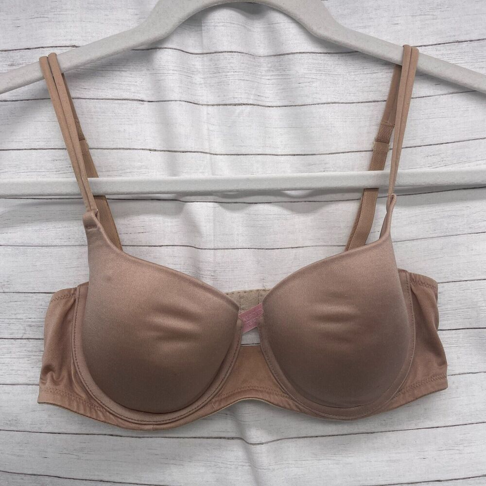 Victorias Secret Womens Beige Padded Push Up Underwired Bra Sz 34B Double Strap
